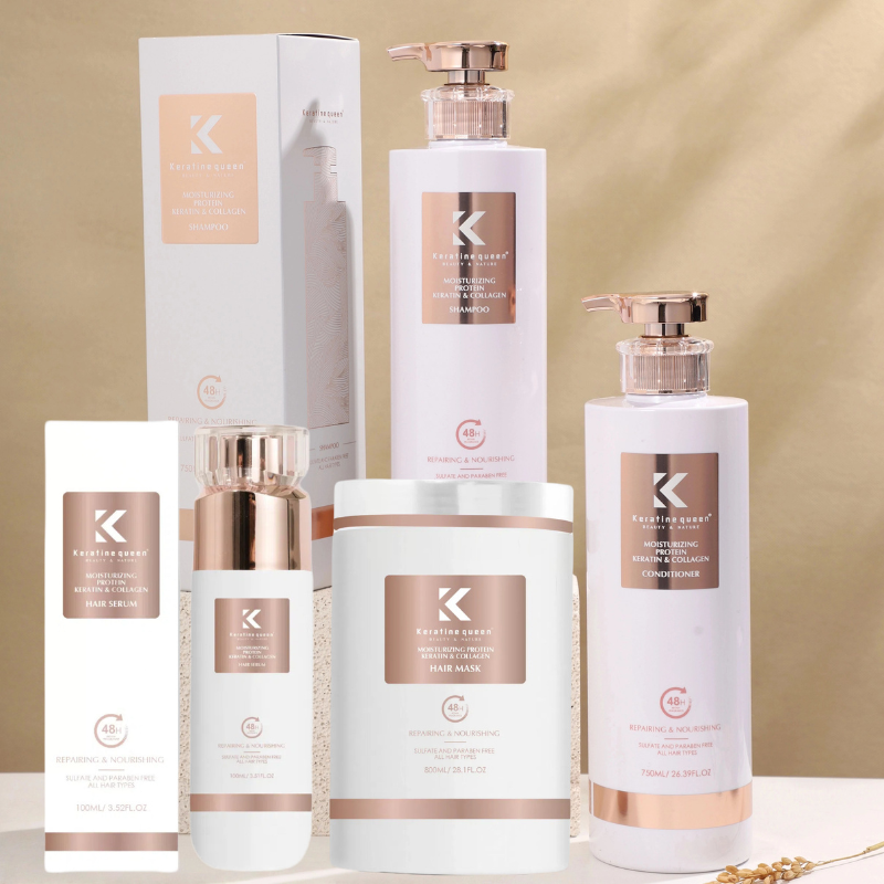 OEM Wholesale Moisturizing Collagen Shampoo and Conditioner Organic Protein Keratin Repairing Nourishing Hair Care Set