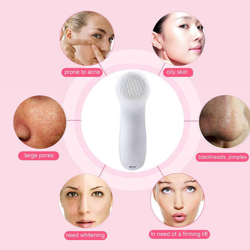 Personal Care Kit Spa Headband Bow Hair Band Powder Puff & Electric Spin Facial Cleaning Brush
