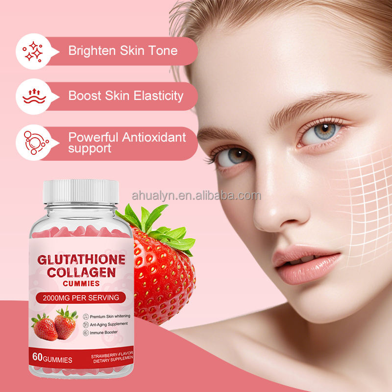 Glutathione Collagen Gummies 2000mg - Skin Whitening & Anti-Aging Strawberry Flavor